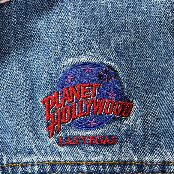 Vintage 90s Planet Hollywood Jacket Mens M Blue Denim Las Vegas Embroidered - Picture 4 of 10